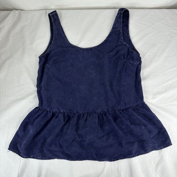 Urban Outfitters PINS & NEEDLES Women's Navy M Sleeveless Plunge Back Peplum Top - Picture 2 of 7